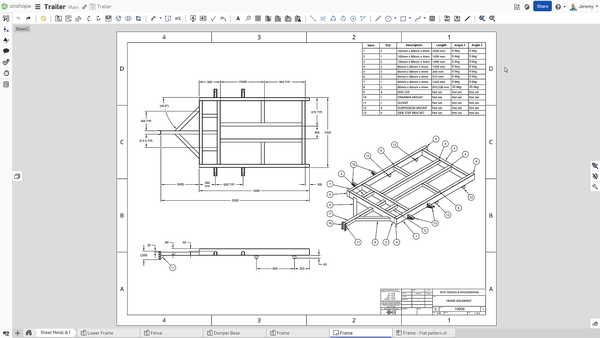 Onshape Drawings leverage industry standard file formats and modern detailing standards to produce production-ready documentation for parts and assemblies.