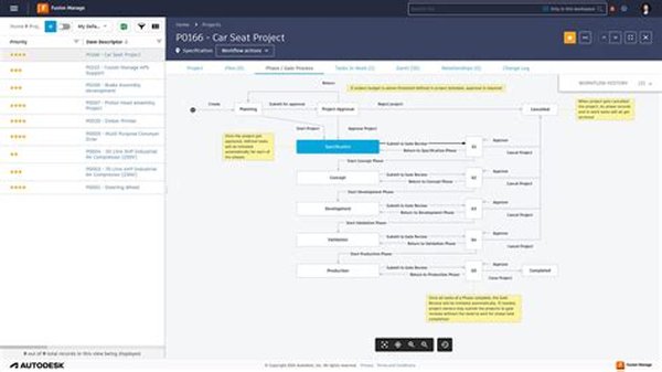 Screenshot showcasing the Autodesk Fusion Manage (formerly Fusion Lifecycle) cloud-based PLM interface, focusing on product data and process management features.