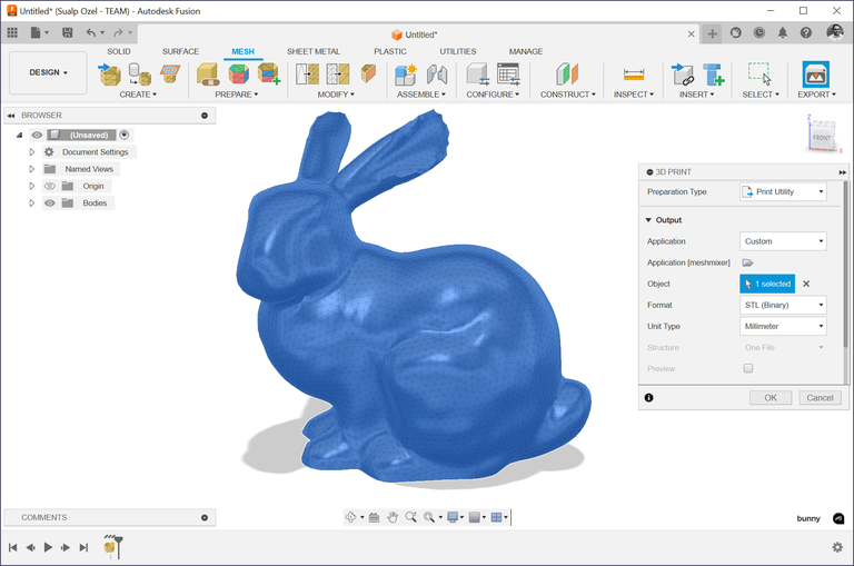 Meshmixer mesh editing and sculpting interface