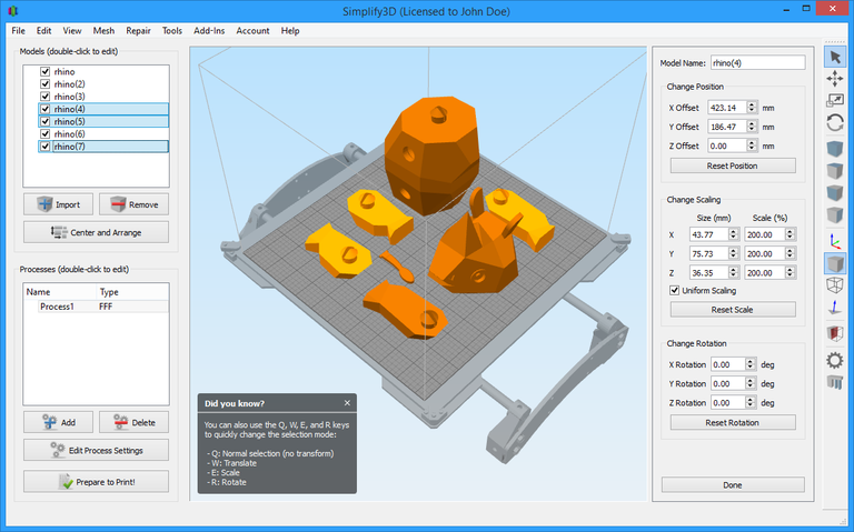 Simplify3D advanced slicing interface with print simulation