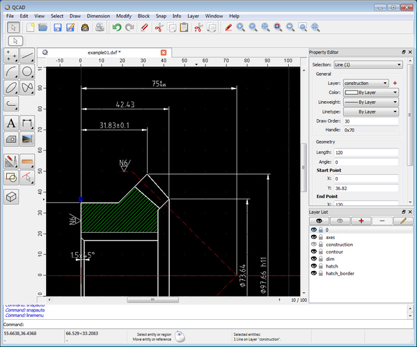 QCAD Screenshot